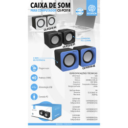 CAIXA DE SOM 5W USB P2 CX-PC018BC HOOPSON