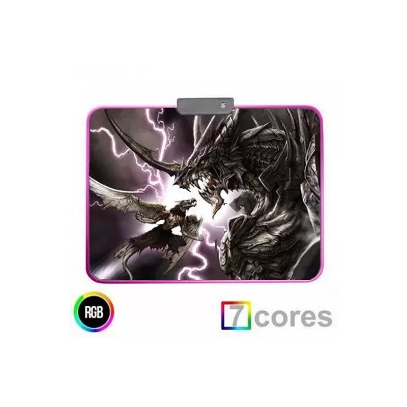MOUSE PAD GAMER BLACK DRAGON LED 35X25 KP-S012 KNUP