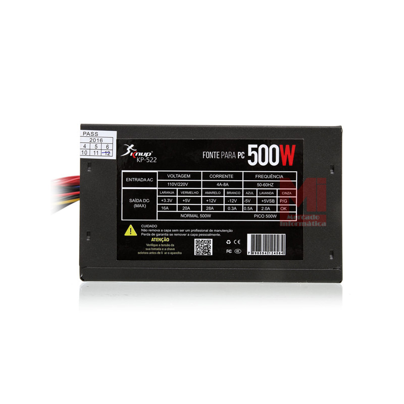 FONTE ATX 500W KP-522 KNUP