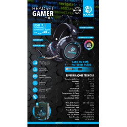 HEADSET GAMER USB F-103-AZ HOOPSON