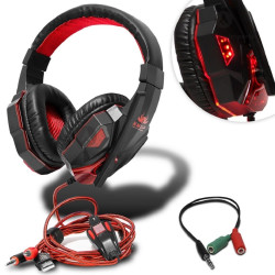HEADSET GAMER LED VERMELHO KP-397 KNUP