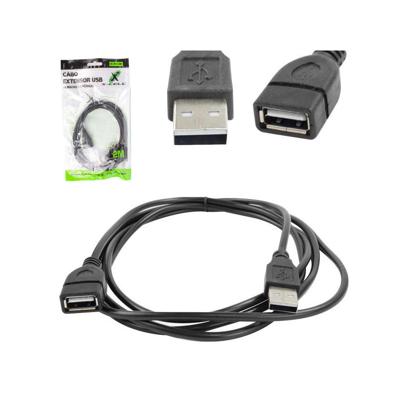 CABO EXTENSOR USB 2.0 MACHO/FEMEA 02 METROS